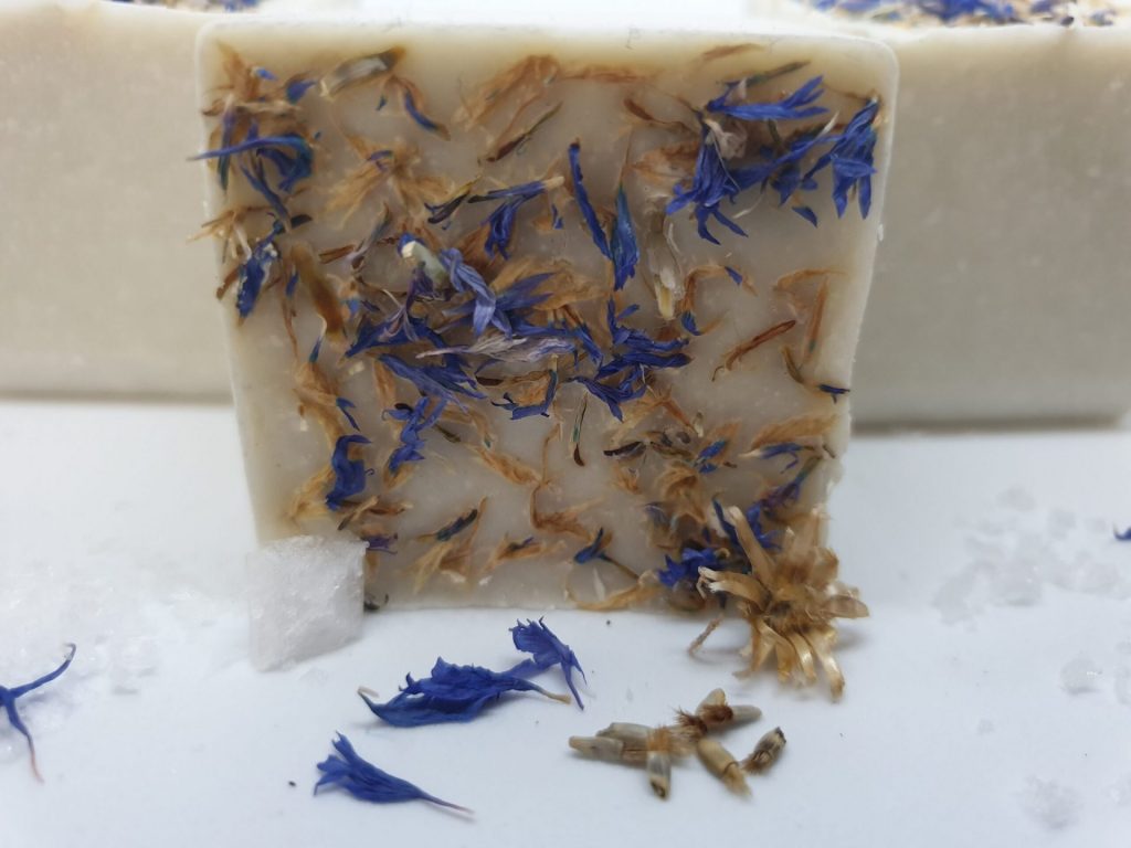 Unscented Salt Bar with Cornflowers